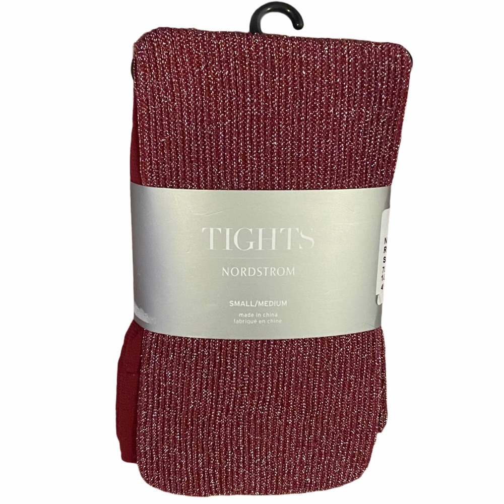 Nordstrom Burgundy & Silver Opaque Tights Sz S/M